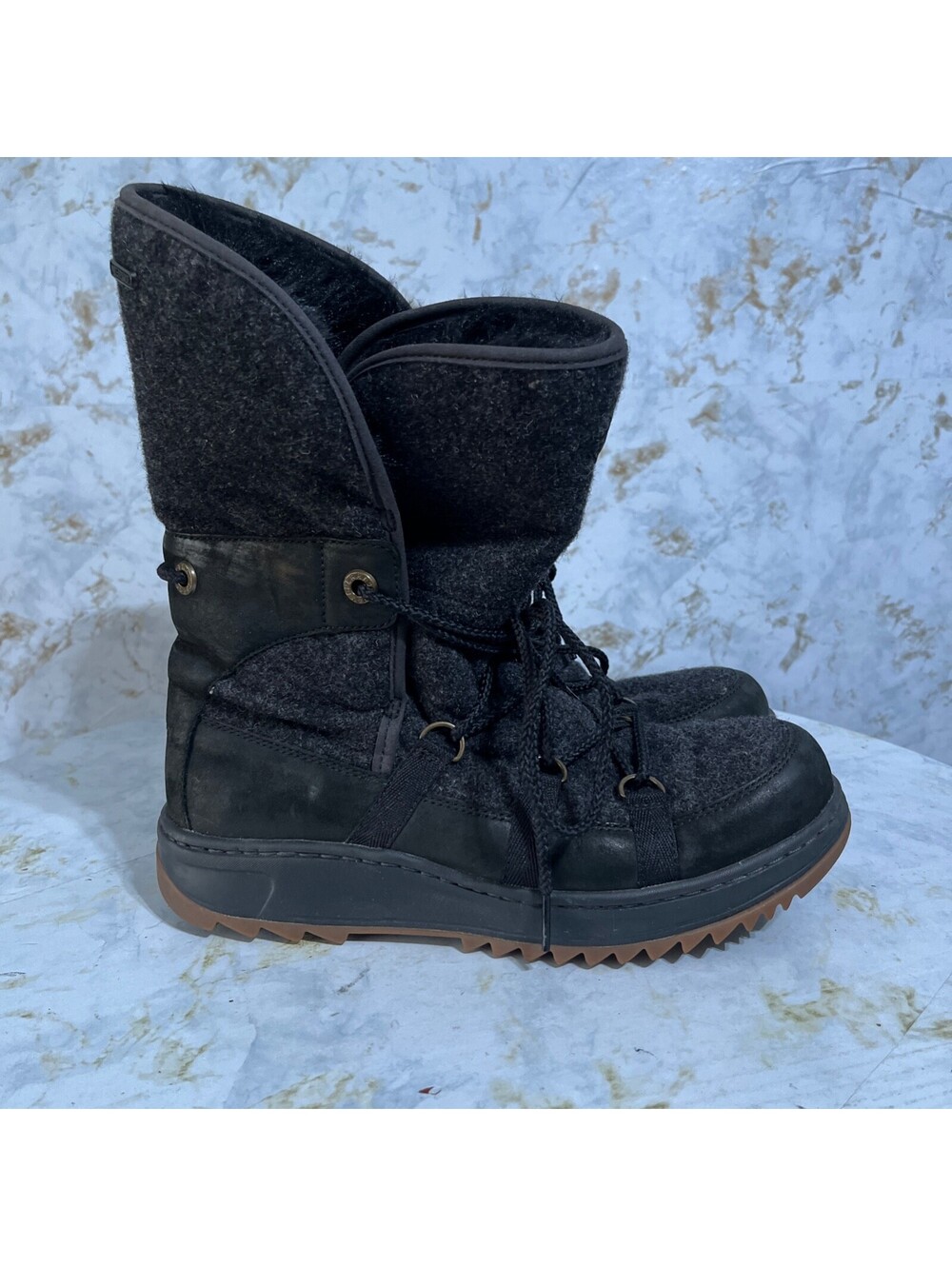 Sperry Ice Cap Women's Sz 9.5 Shoes Black Fur Lined Waterproof Vibram Snow Boots